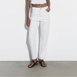 white zara mom ankle jeans size 0